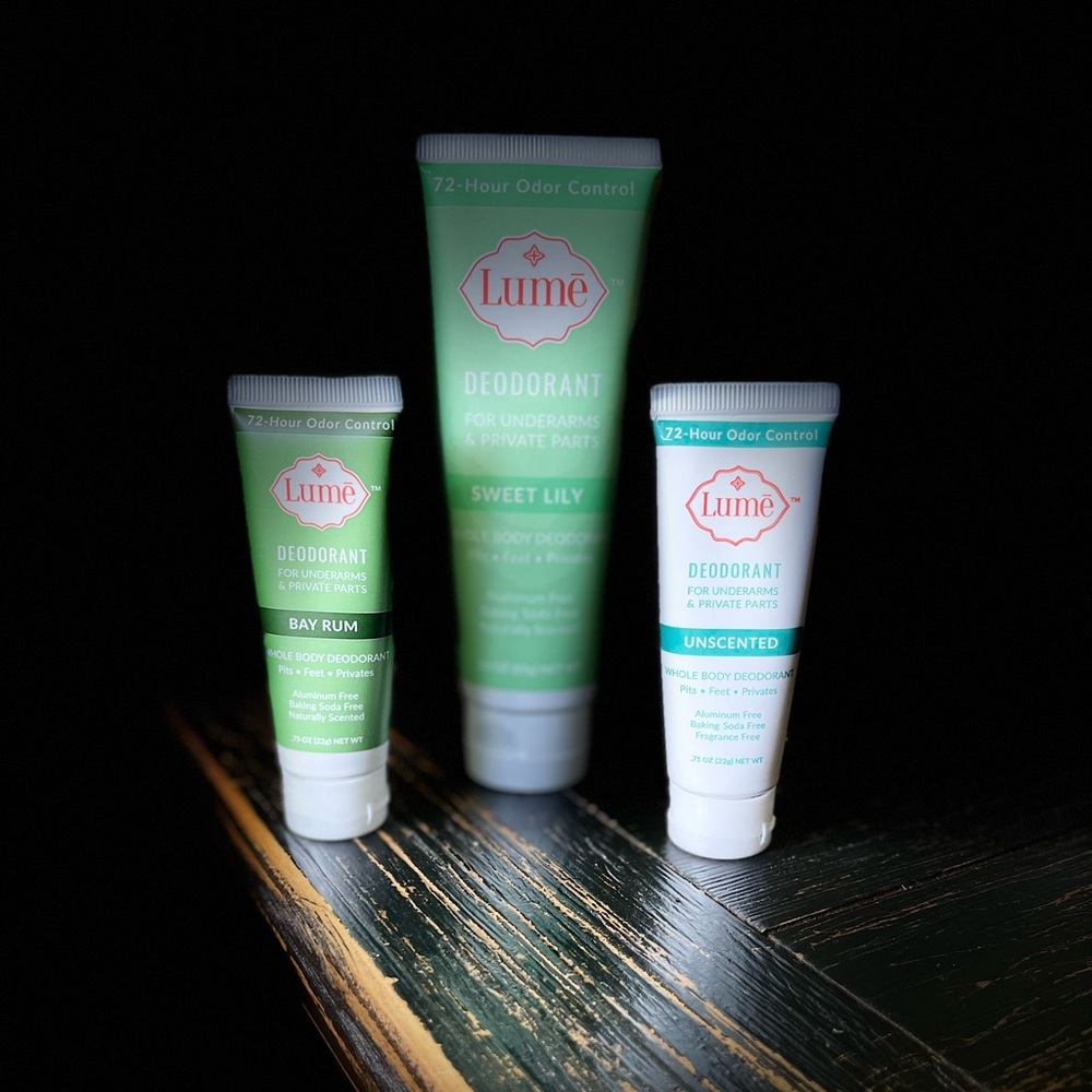 Lume Deodorant - 3 pack (one 3oz and two travel size .75oz). Sealed.